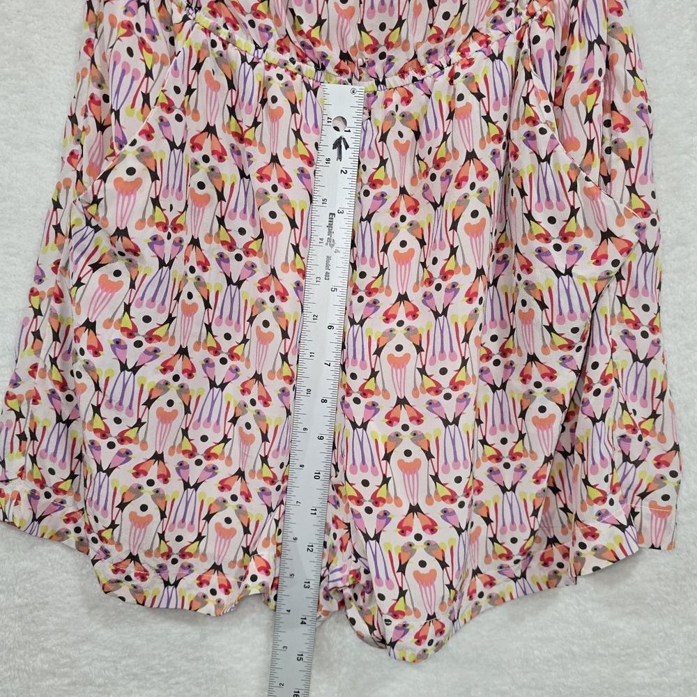 CHARLIE JADE Womens Size Small Strapless 100% Silk Colorful Romper Jumper Shorts - Picture 9 of 11
